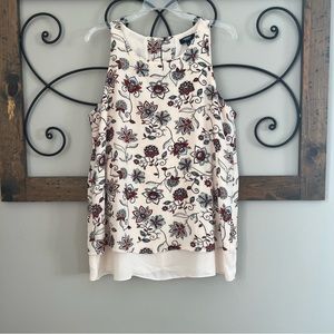 Premise Apricot Tunic Floral Sleeveless Keyhole Button Back Blouse Size L